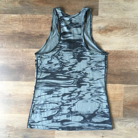 Nike DriFit Tank Top Small Green Black Racerback Graphic Marbled Print Running - Picture 8 of 9